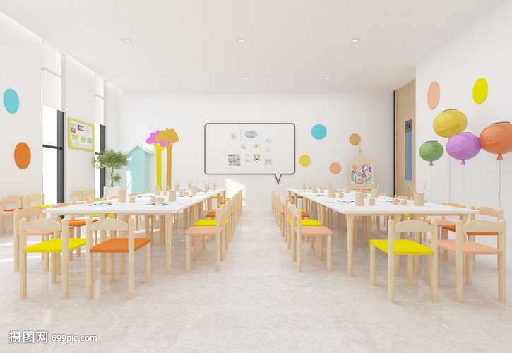 現(xiàn)代簡潔風兒童美術練習室室內設計效果圖解析